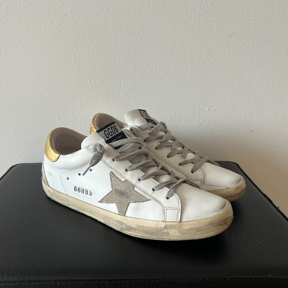 Women's Golden Goose Super-Star with Gold Heel Tab and Stud Lettering - Size 40